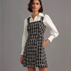 Anthropologie Maeve Tweed Sleeveless Mini Dress Black & White  Size 10